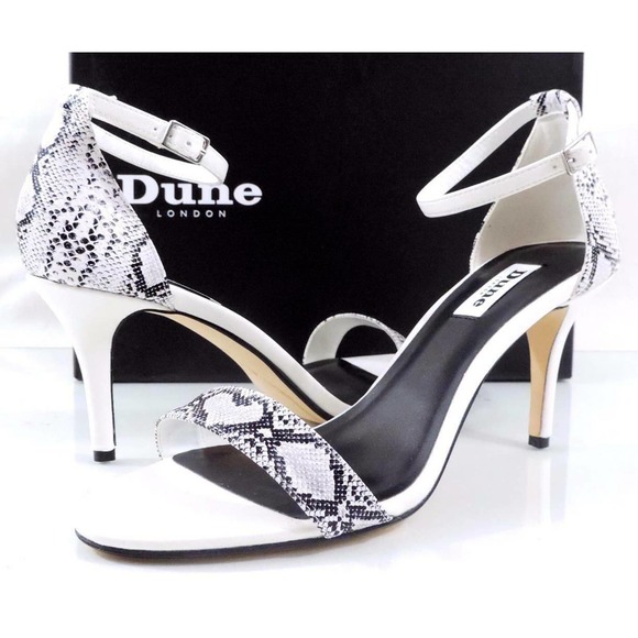Dune London Marissa Ankle Strap Dress Heels Sandal Leather Black / White Size 8 - Picture 2 of 8